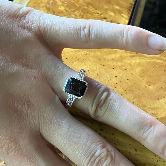 Natural Smoky Quartz Sterling Silver Ring Discounted Size 7 - Picture 4 of 10